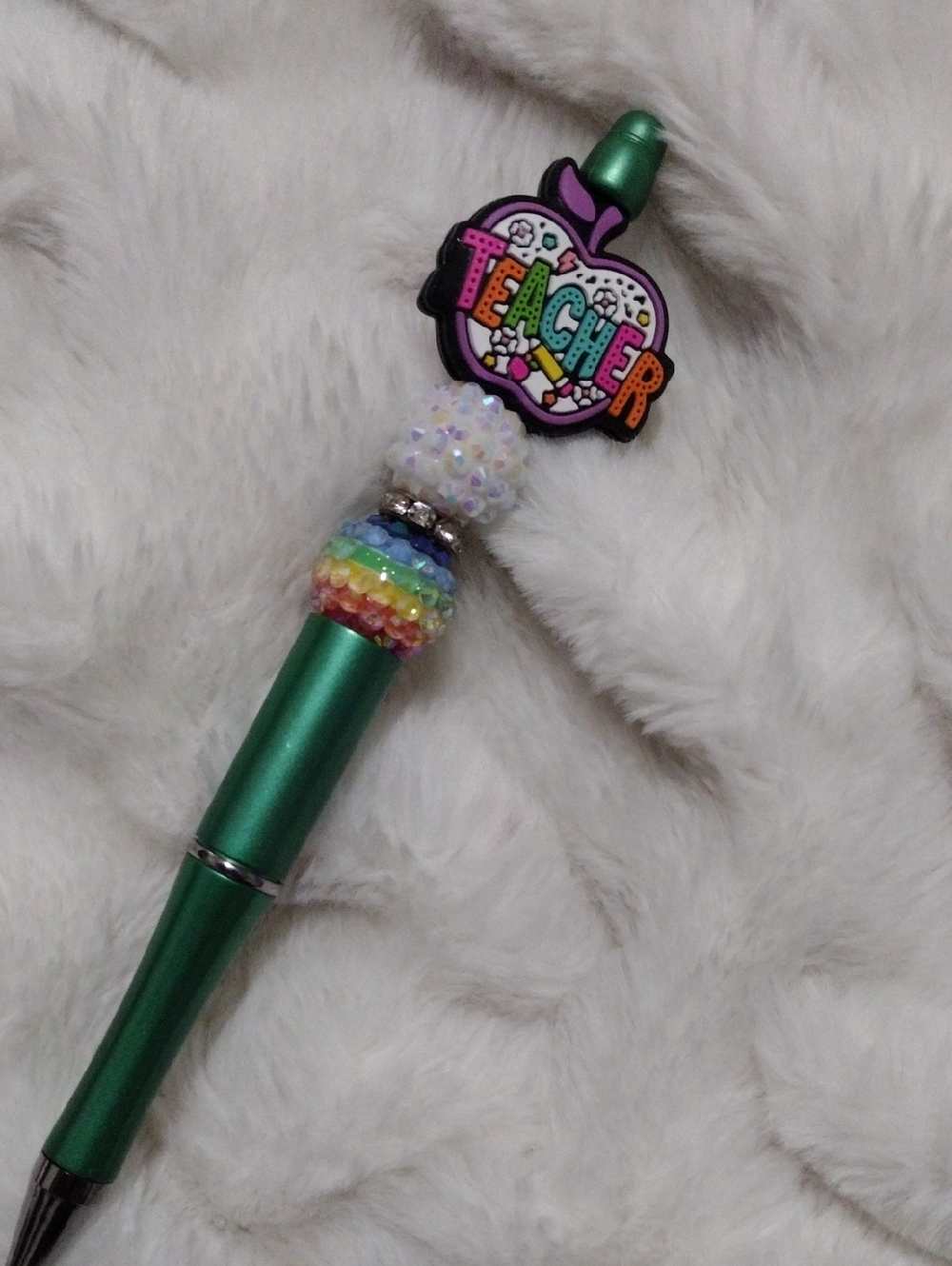 Green Teacher Pen with Beaded Accents